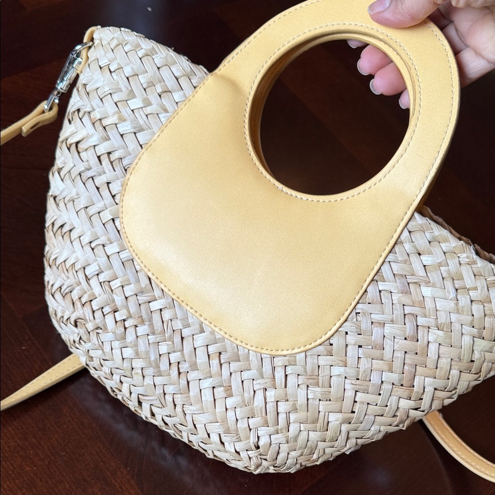 Mango MNG Straw Woven Basket Bag Yellow Crossbody Mini Tote NWOT - Picture 11 of 16